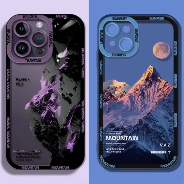 INS Purple Blue Sunset Snow Mountain iPhone Case