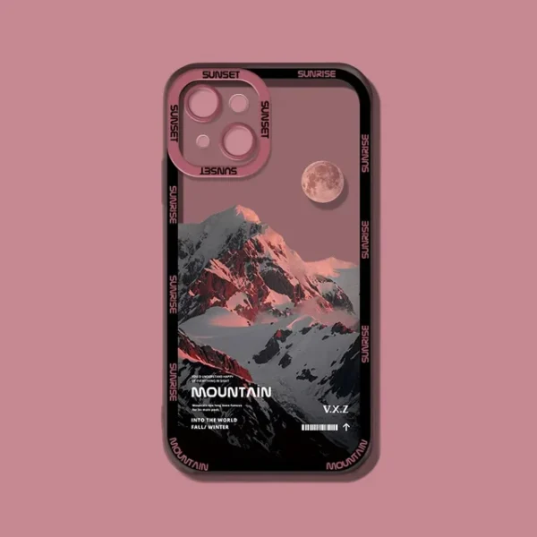 INS Purple Blue Sunset Snow Mountain iPhone Case