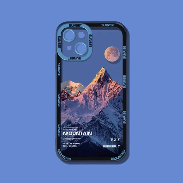 INS Purple Blue Sunset Snow Mountain iPhone Case