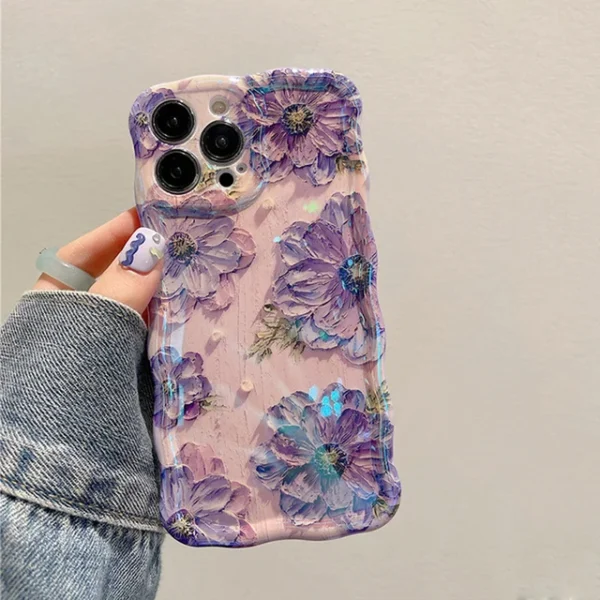 Luxury Laser Blue Light Flowers iPhone Case