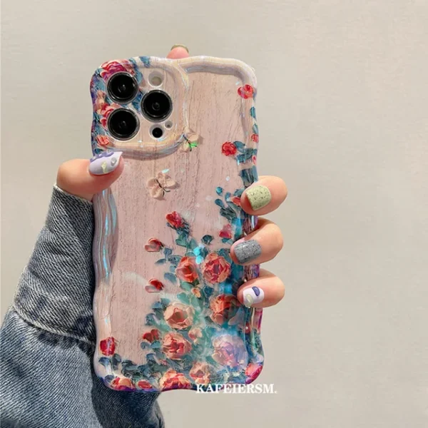 Luxury Laser Blue Light Flowers iPhone Case