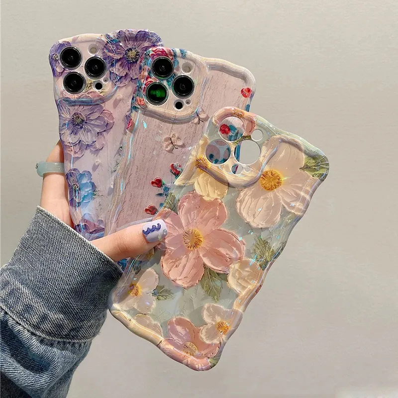 Luxury Laser Blue Light Flowers iPhone Case