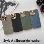 Electroplated Frame Leather iPhone Case