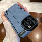 Luxury Suede Fur Leather Wrist Strap iPhone Case