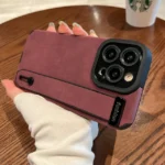 Luxury Suede Fur Leather Wrist Strap iPhone Case