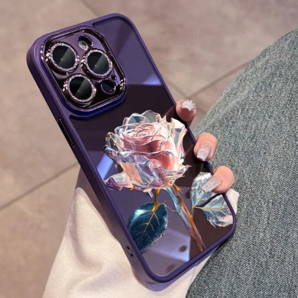 Crystal Rose Diamond Lens Protection iPhone Case