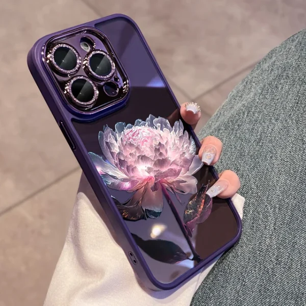 Crystal Rose Diamond Lens Protection iPhone Case