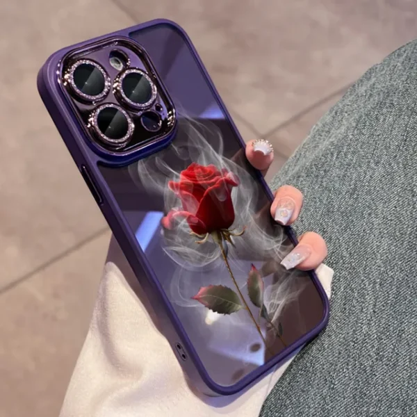 Crystal Rose Diamond Lens Protection iPhone Case