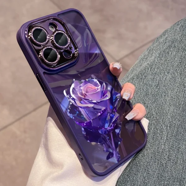 Crystal Rose Diamond Lens Protection iPhone Case