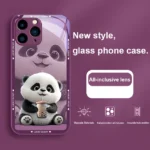 Purple Metallic Paint Tempered Glass iPhone Case